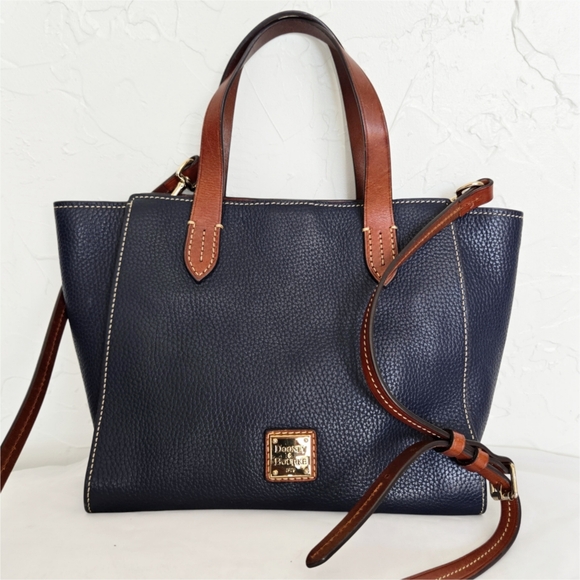 Dooney & Bourke Leather Blue Tan Satchel Bag